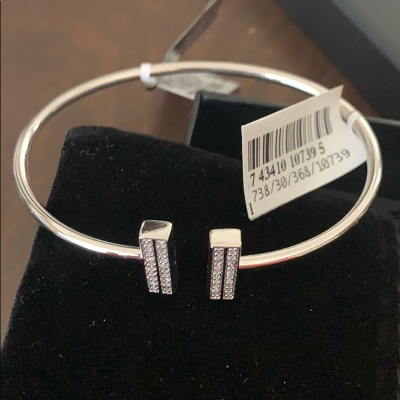 Wrapped Diamond Bar Bangle in Sterling Silver NWT - Picture 1 of 7